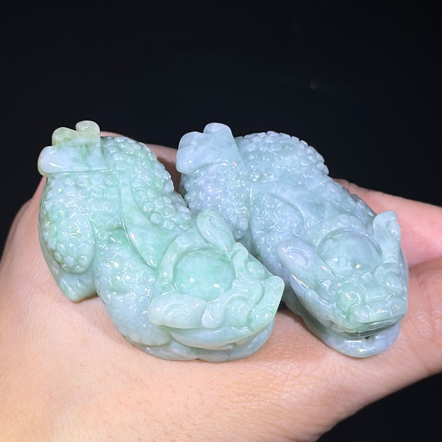 Type A Green Jade Pixiu Pair