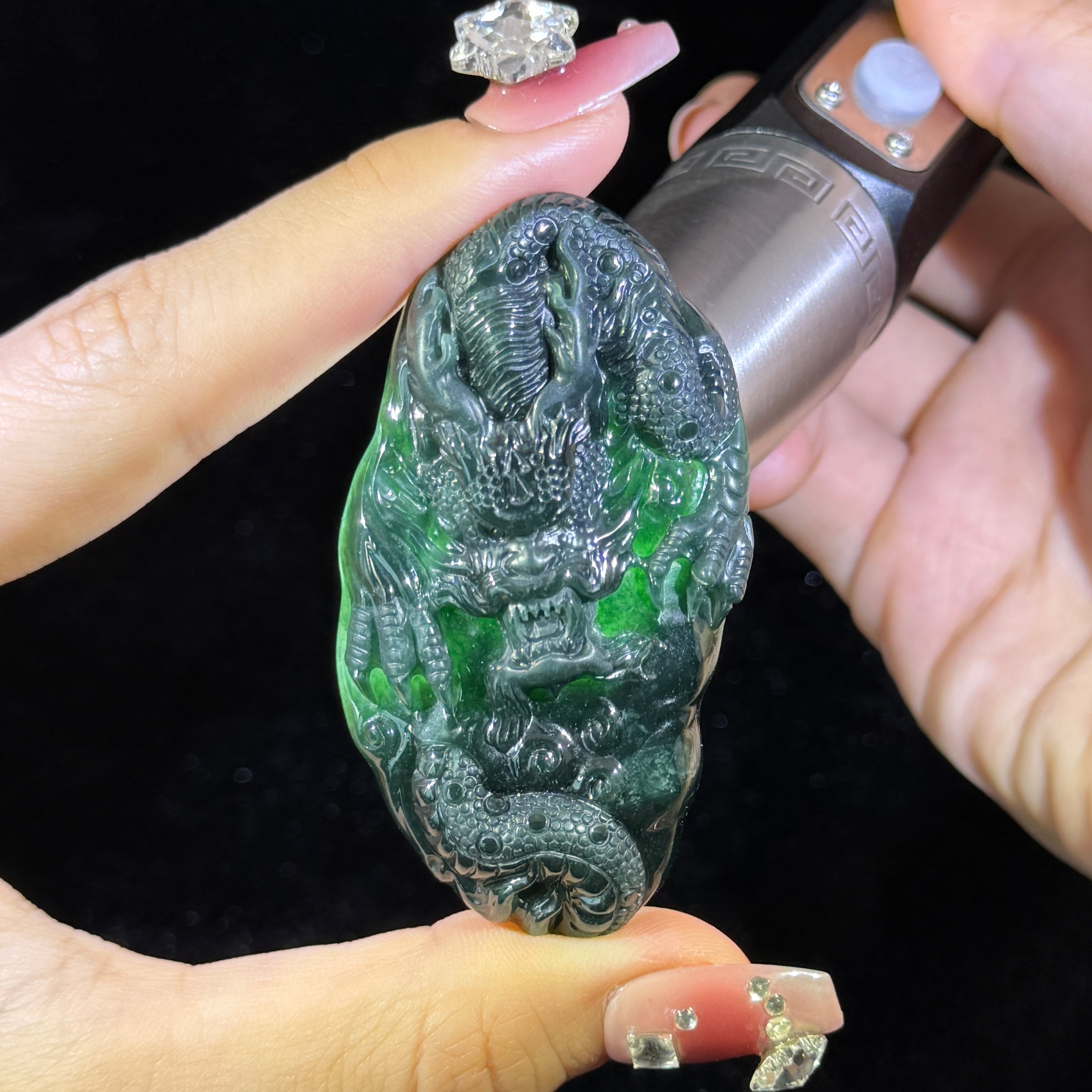 Type A Blueish Green Jade Dragon