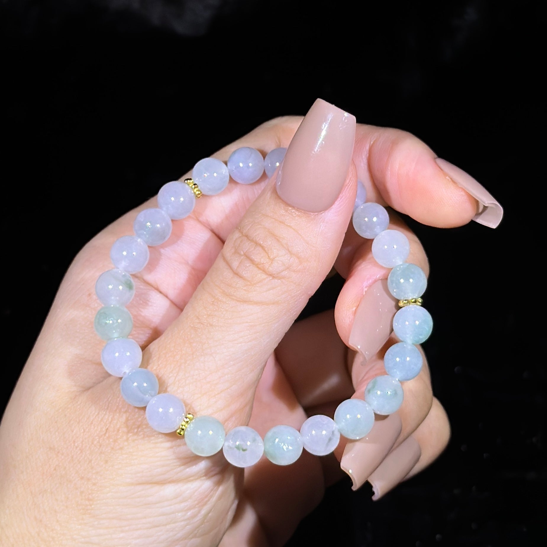 Type A Semi Icy Green Jade Bracelet