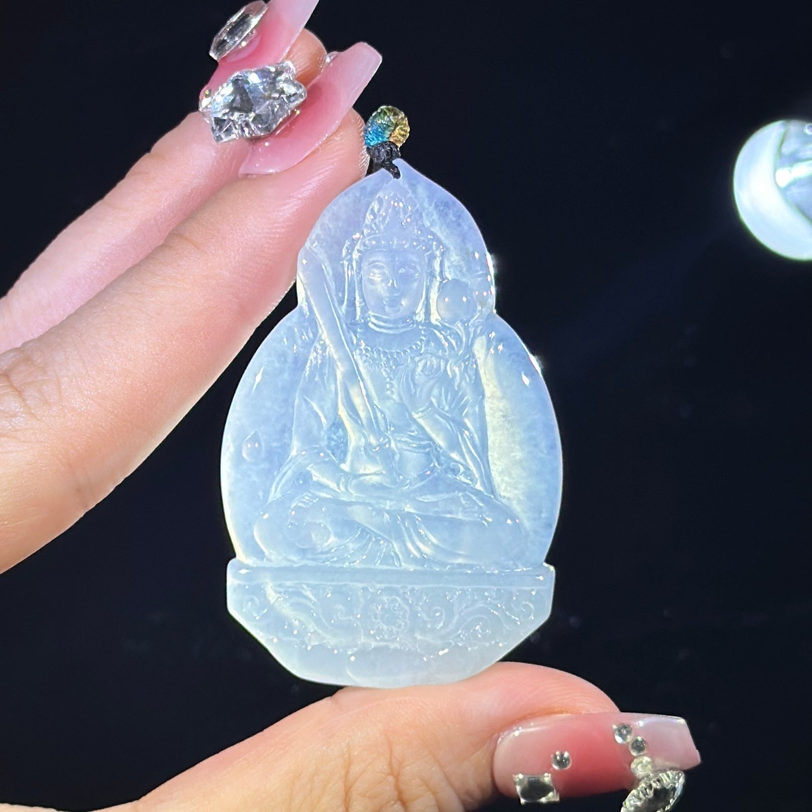 Type A Semi Icy Green Jade Bodhisattva Akasagarbha