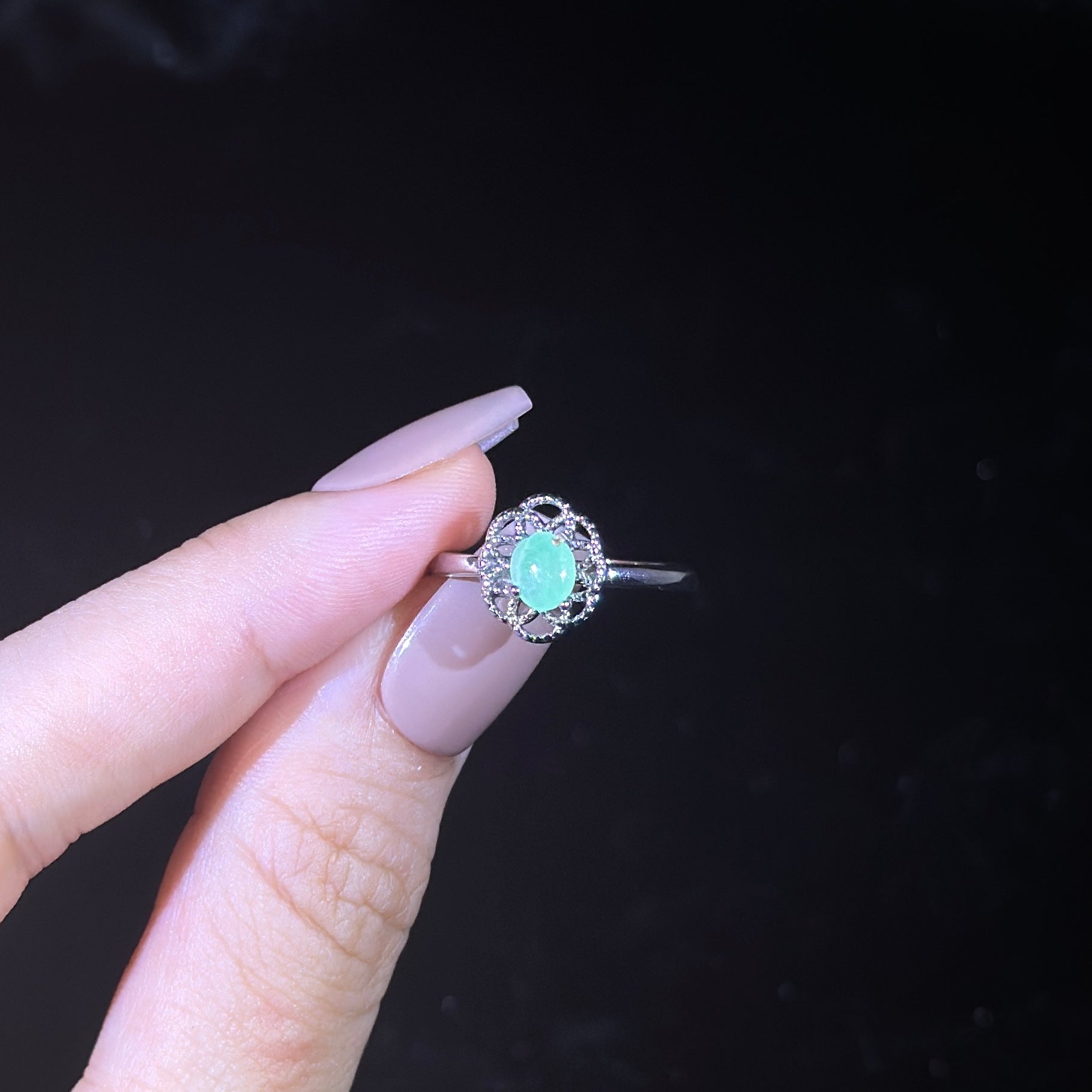 925 Sliver Type A Jade Ring