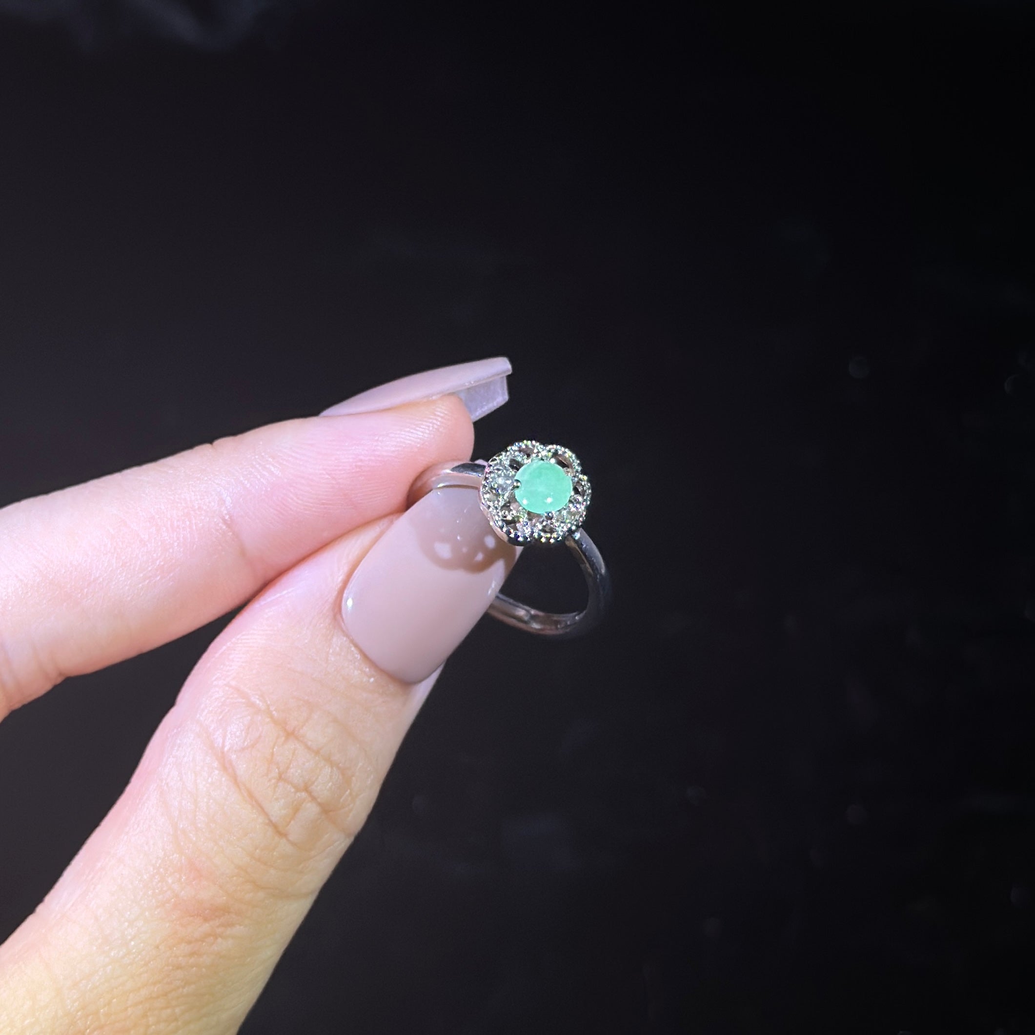 925 Sliver Type A Jade Ring