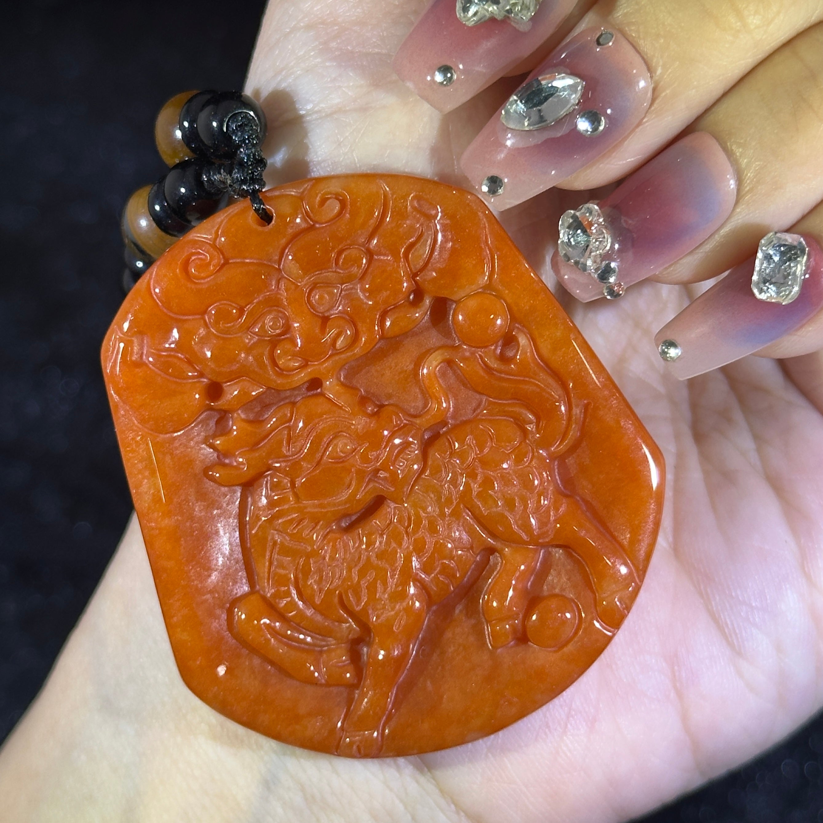 Type A Red Jade Kirin Symbol of Prosperity