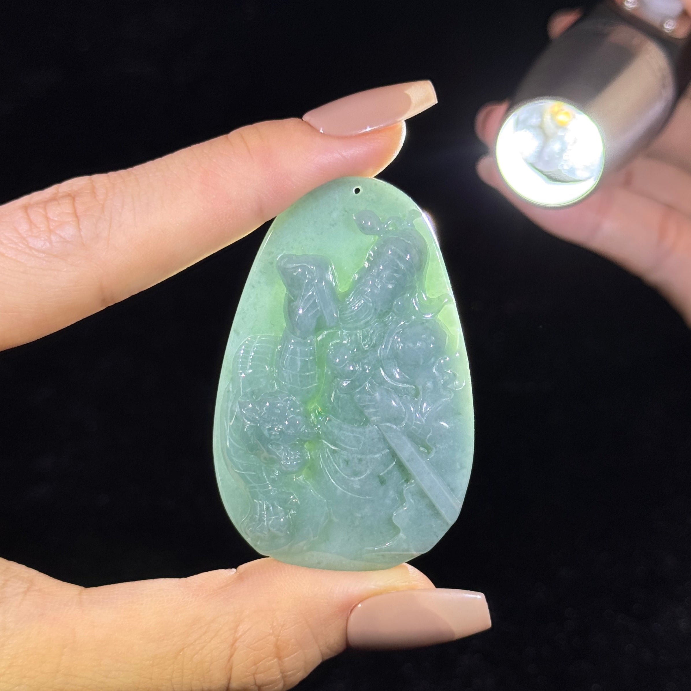 Type A Blueish Green Jade Guan Gong