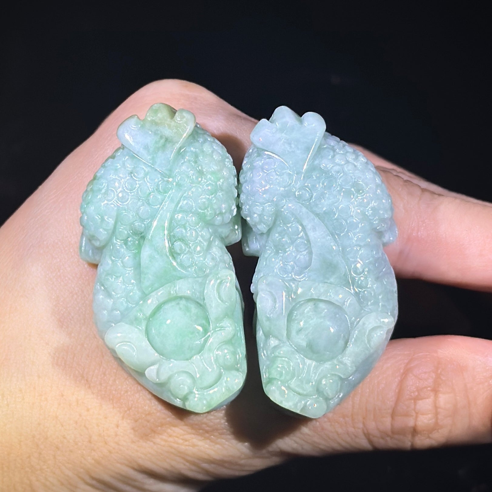 Type A Green Jade Pixiu Pair