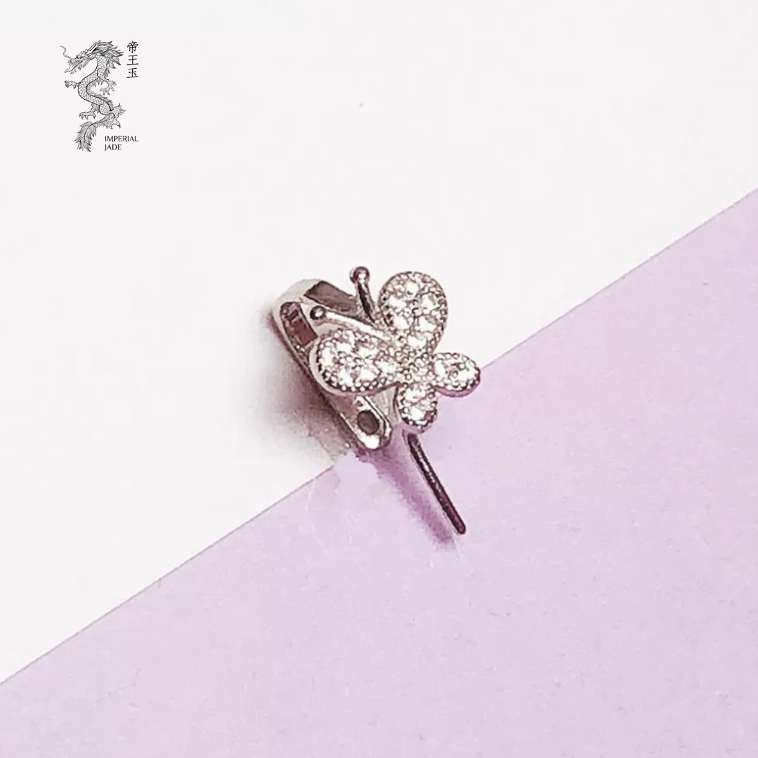 S925 Sliver Bling Butterfly Clasp