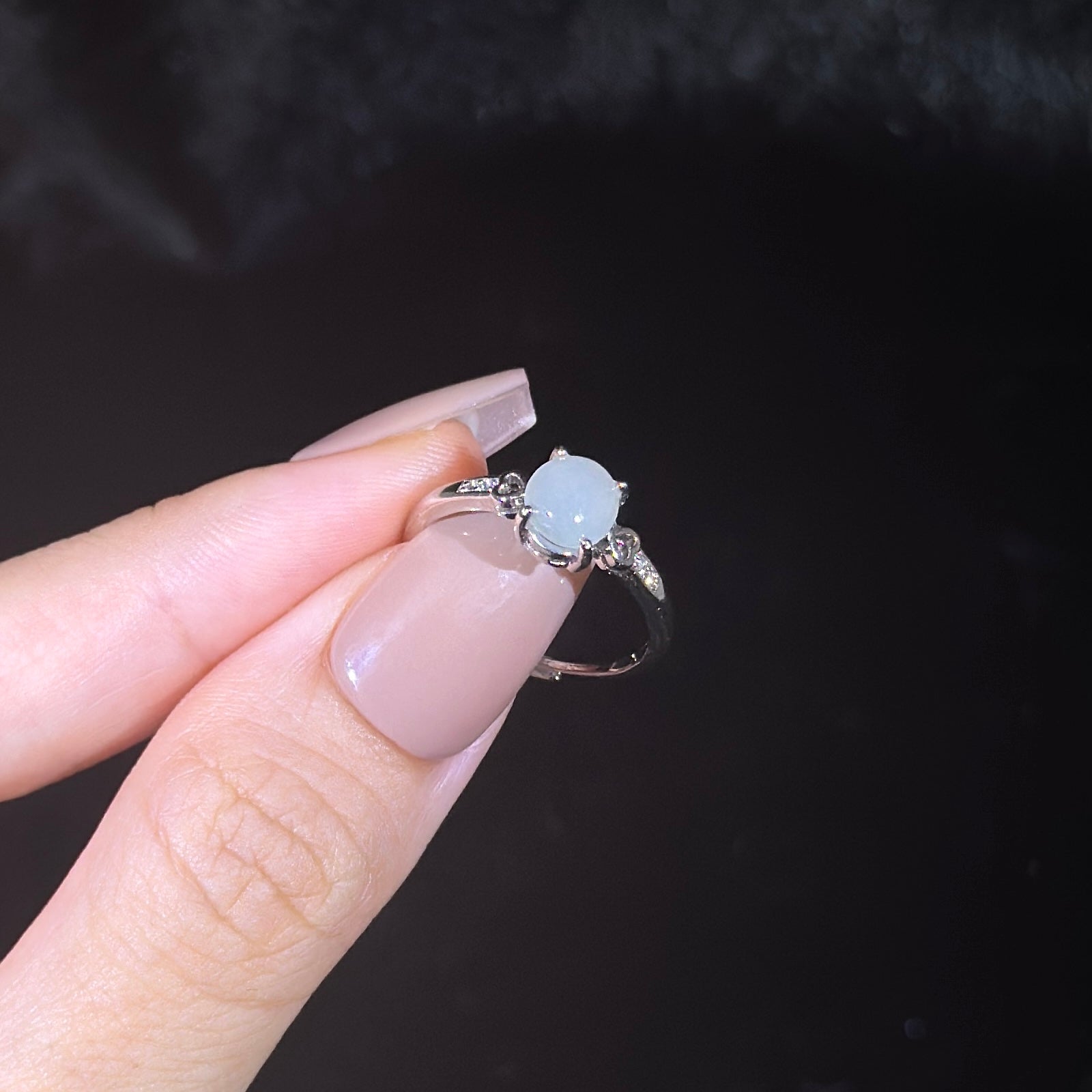 925 Sliver Type A Jade Ring