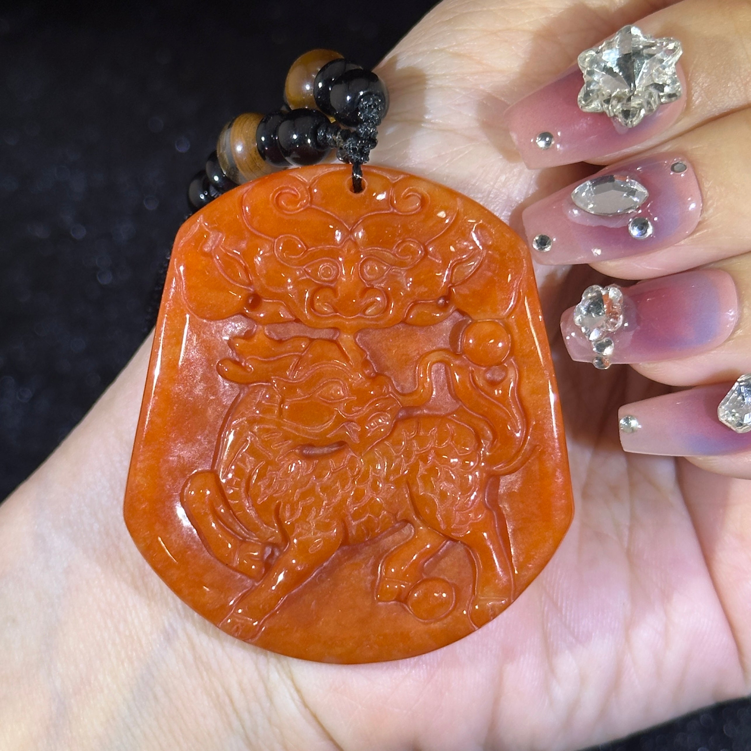 Type A Red Jade Kirin Symbol of Prosperity