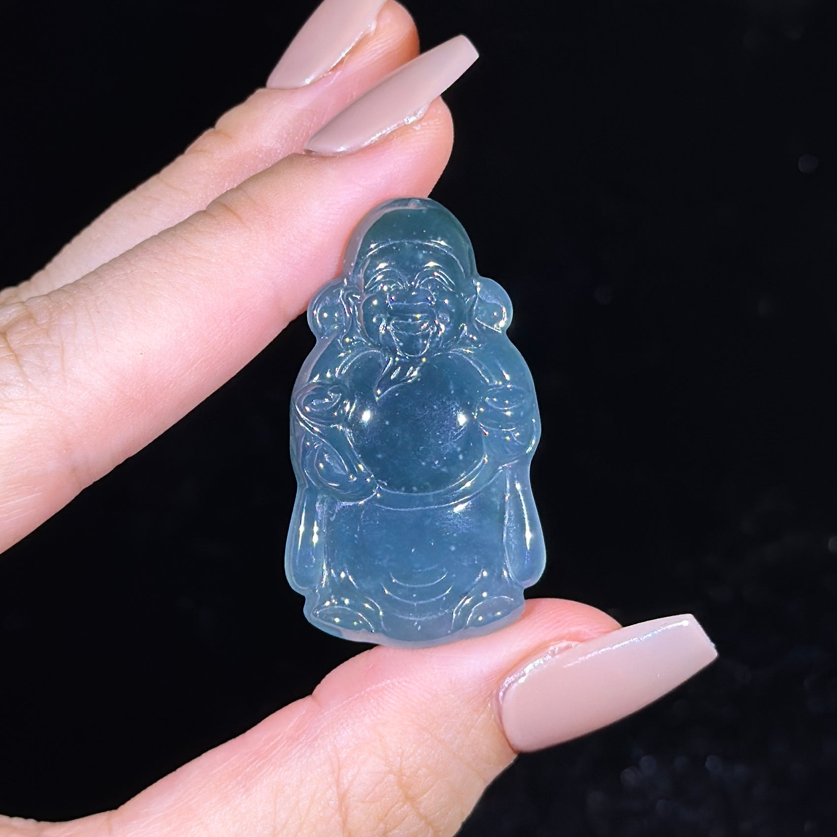 Type A Blueish Green Jade God of Fortune