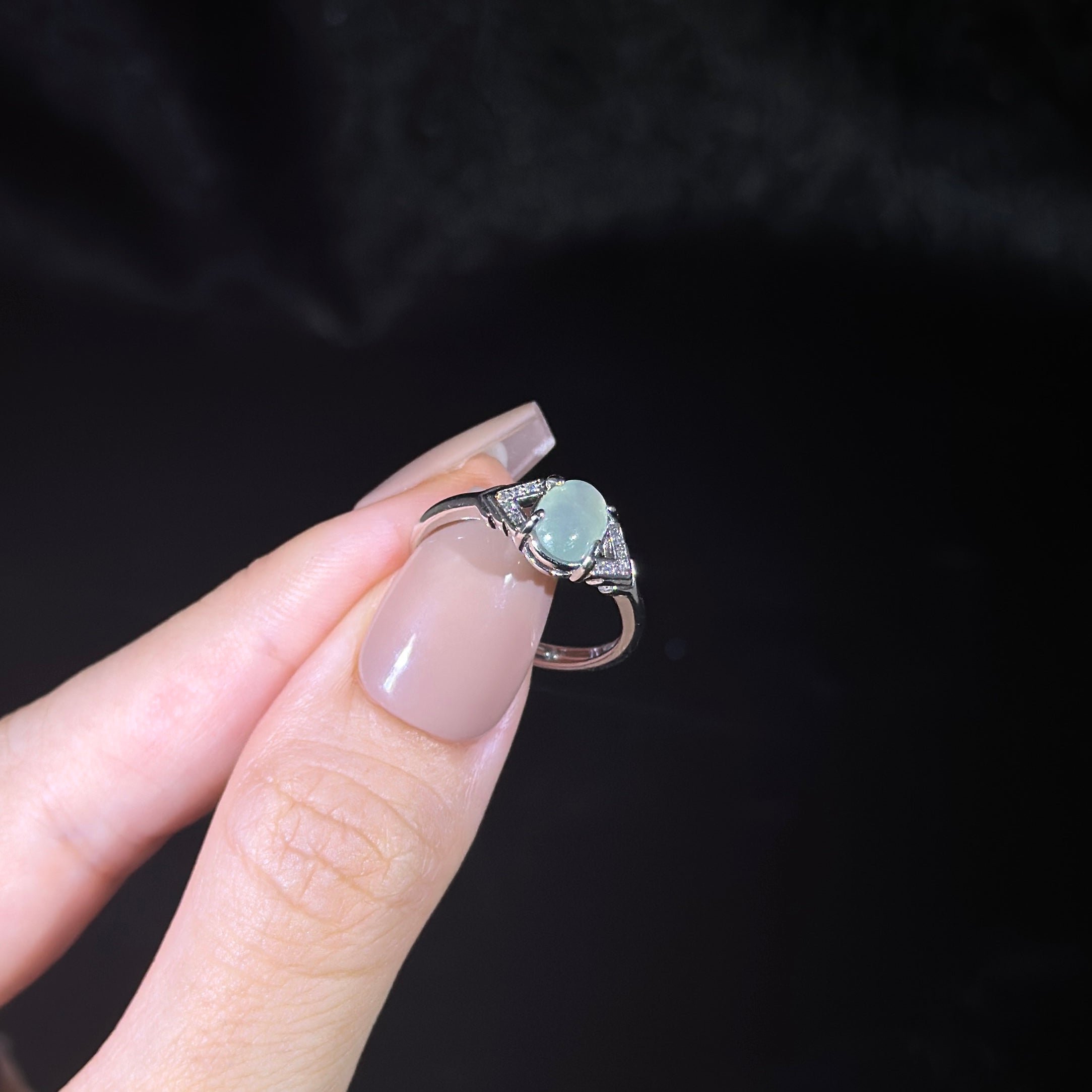 925 Sliver Type A Jade Ring