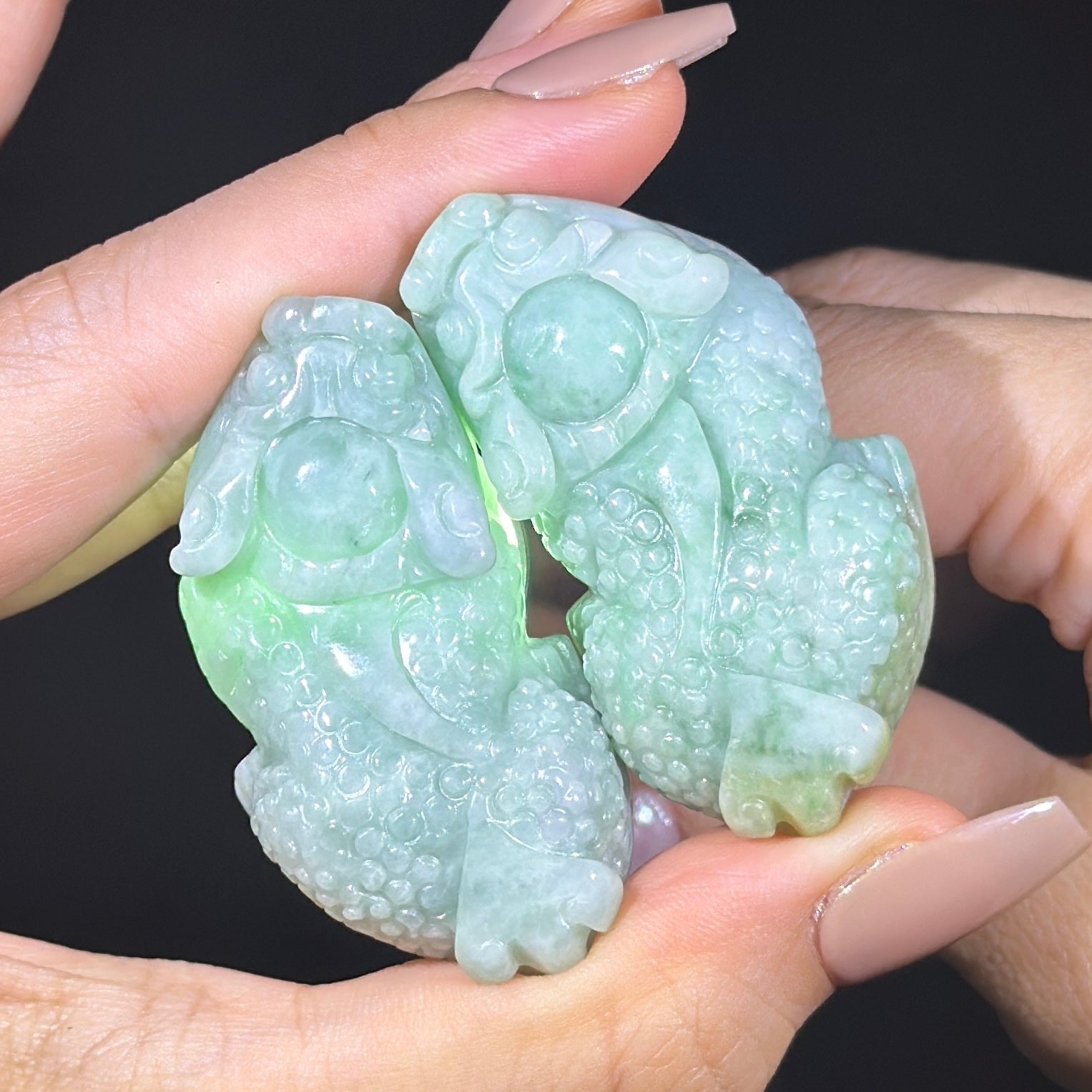 Type A Green Jade Pixiu Pair