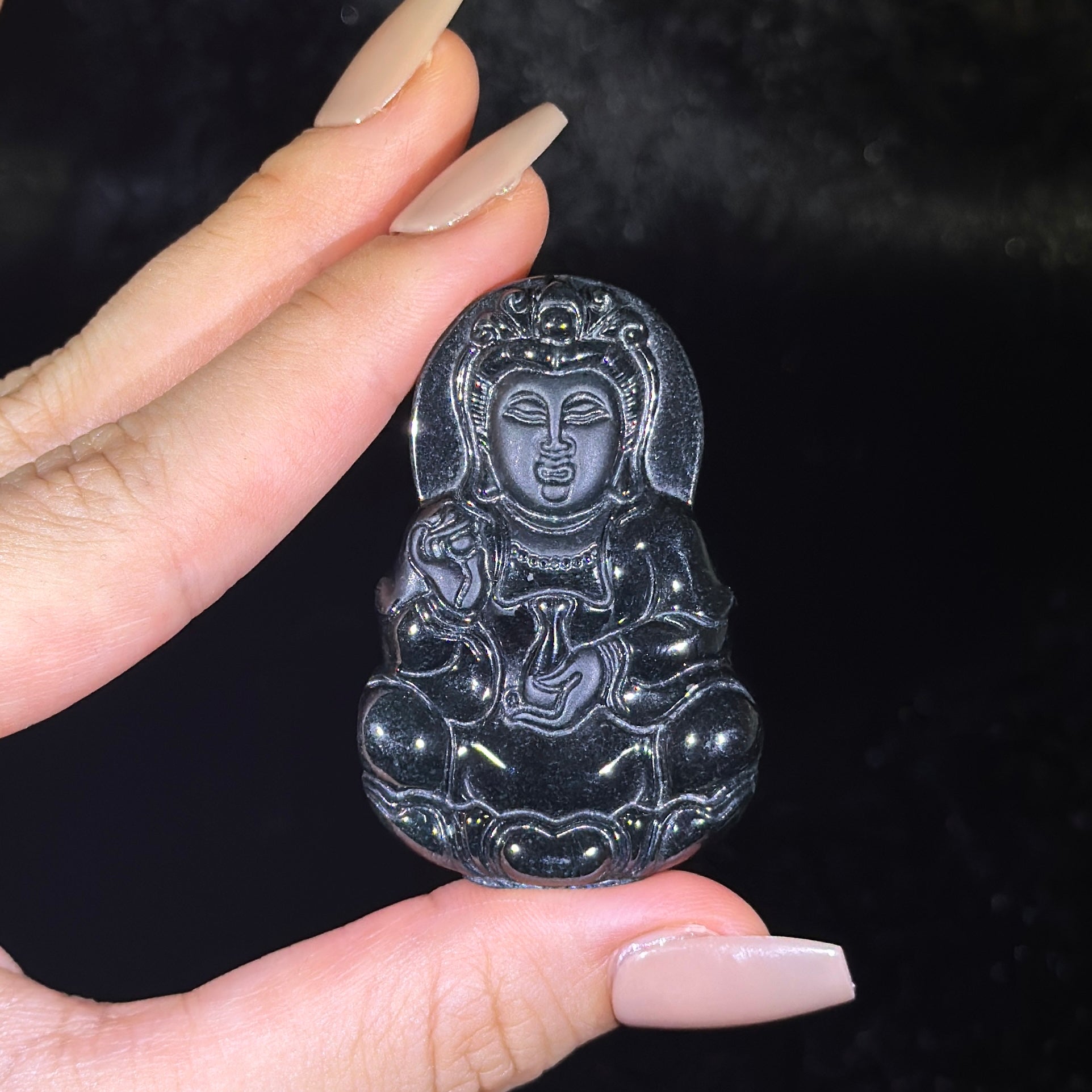 Type A Black Jade Guan Yin