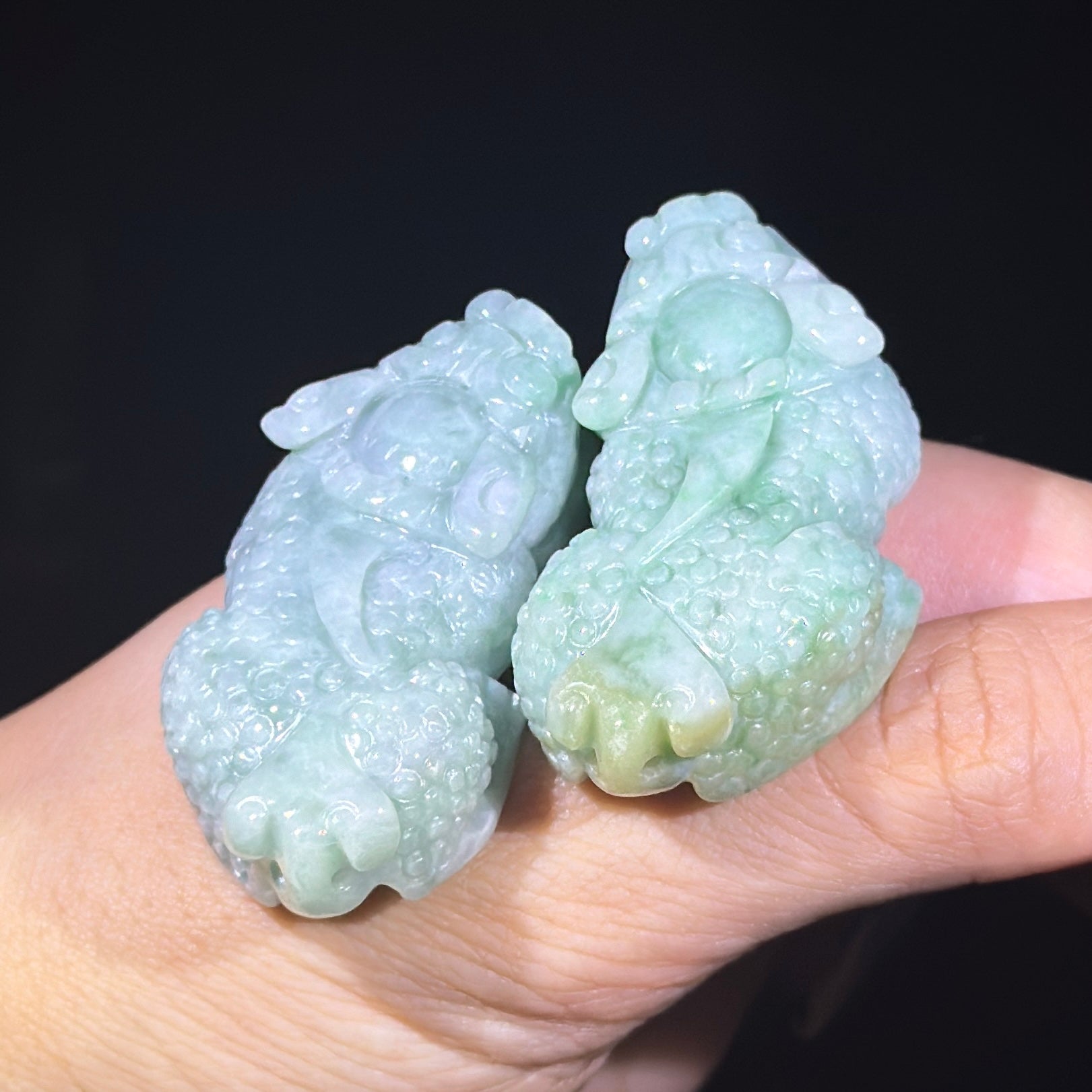 Type A Green Jade Pixiu Pair