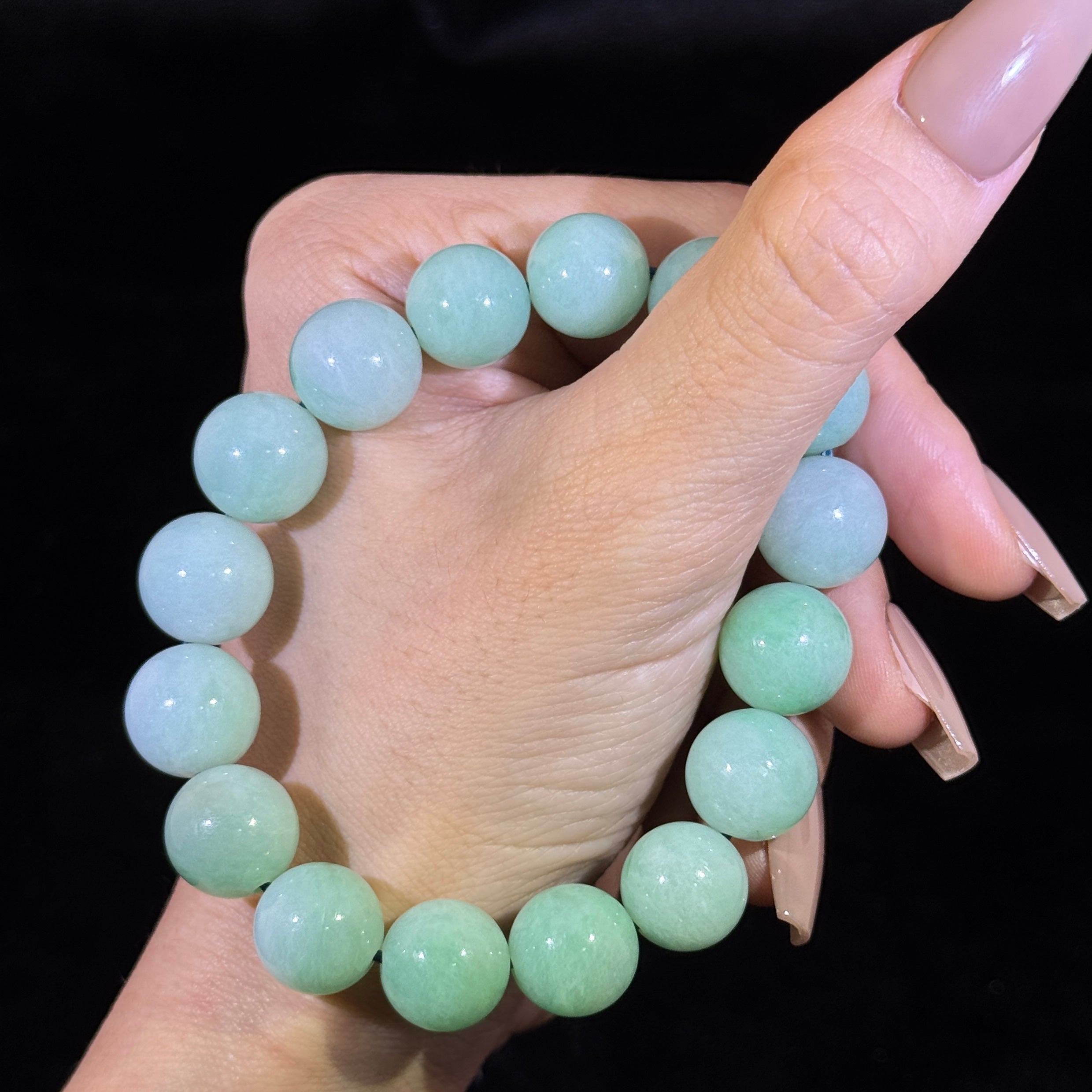 Type A Green Jade Beads Bracelet