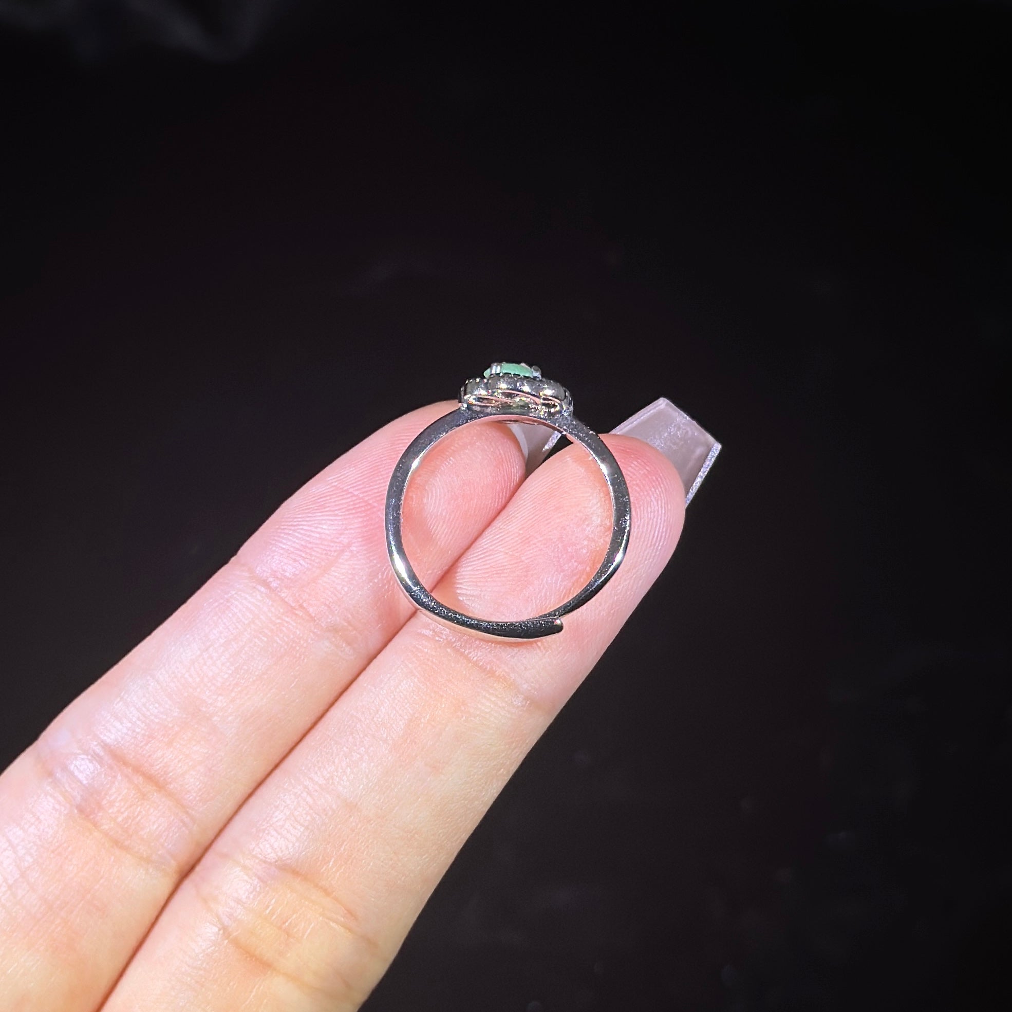 925 Sliver Type A Jade Ring