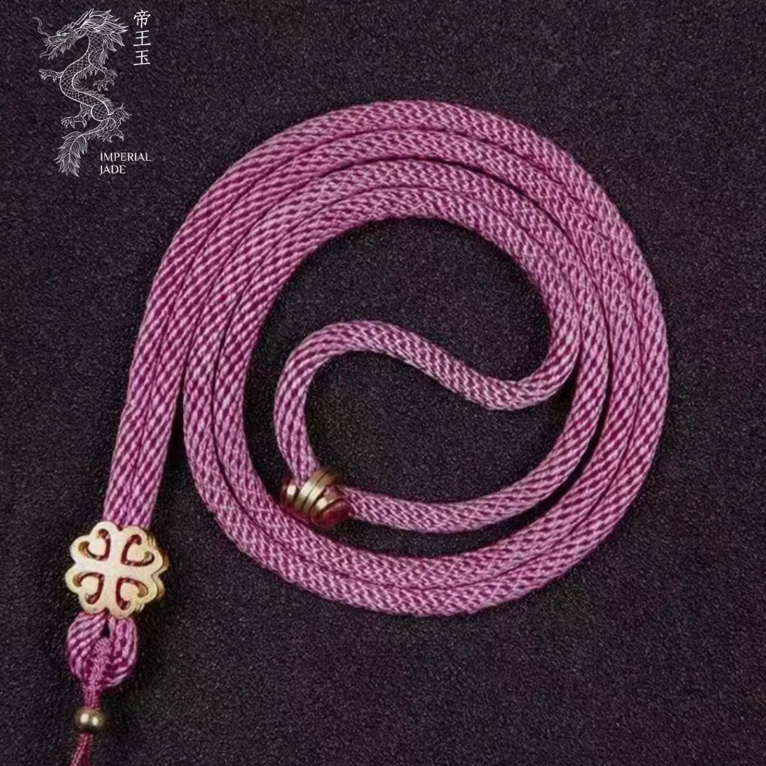 Four Leaf Clover Hand Woven Cord Adjustable Necklace for Jade Pendants