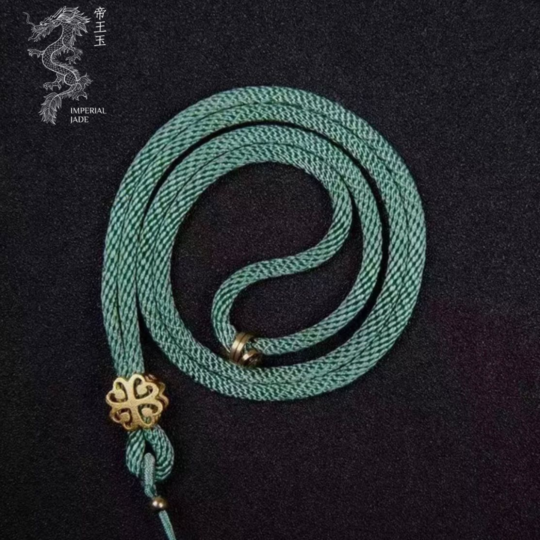 Four Leaf Clover Hand Woven Cord Adjustable Necklace for Jade Pendants