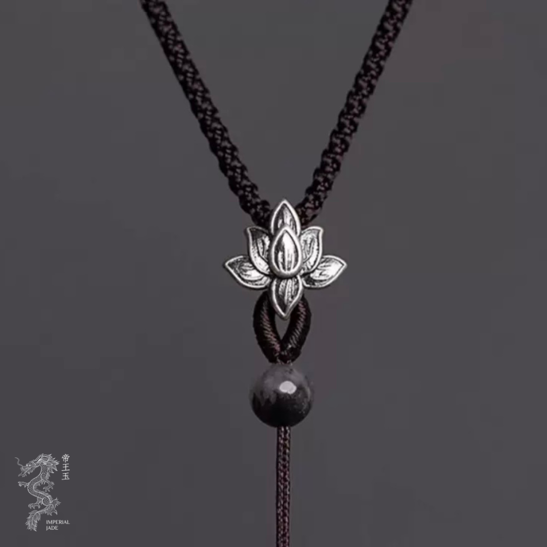 S925 Sliver Lotus Hand woven Adjustable Cord Necklace for Jade Pendant