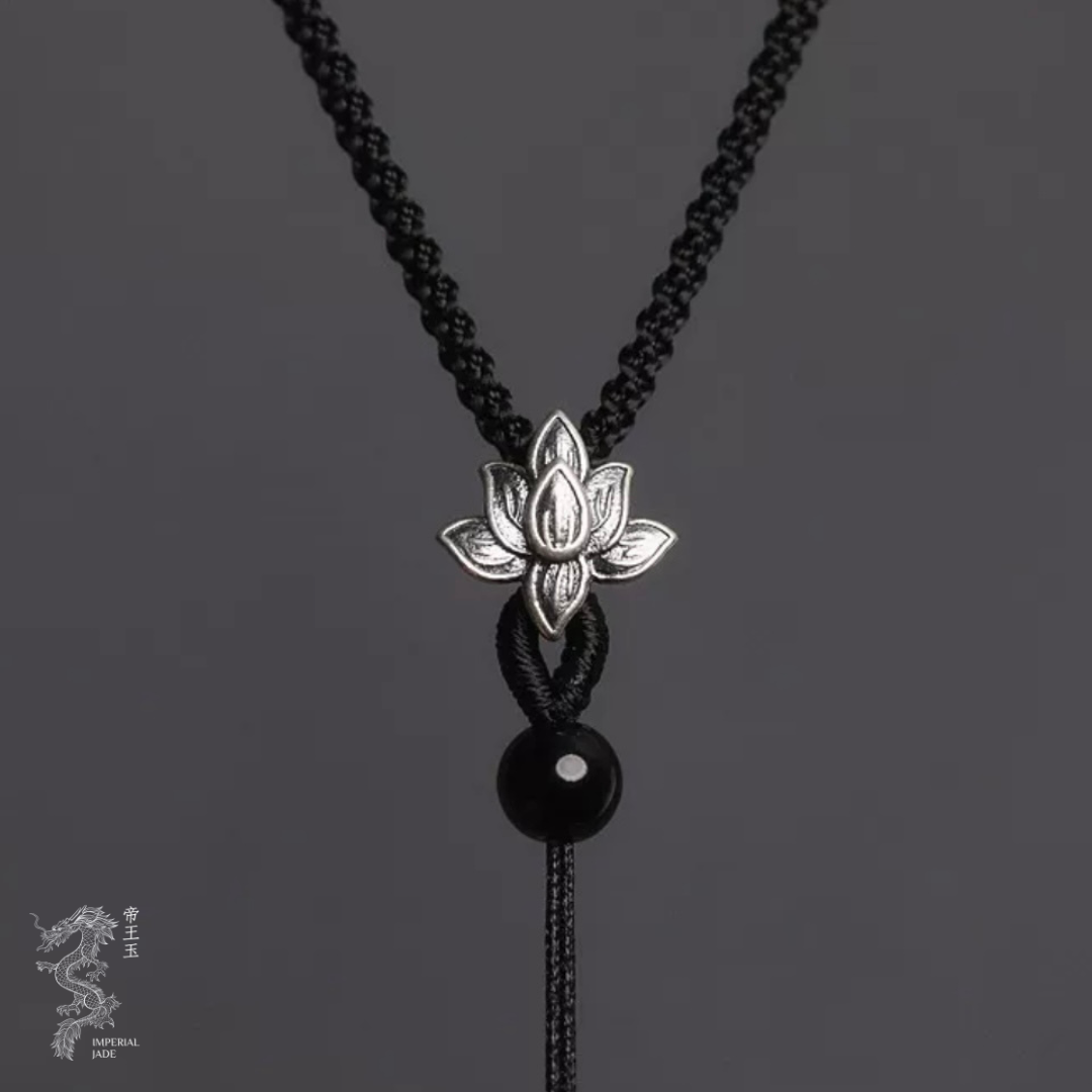 S925 Sliver Lotus Hand woven Adjustable Cord Necklace for Jade Pendant