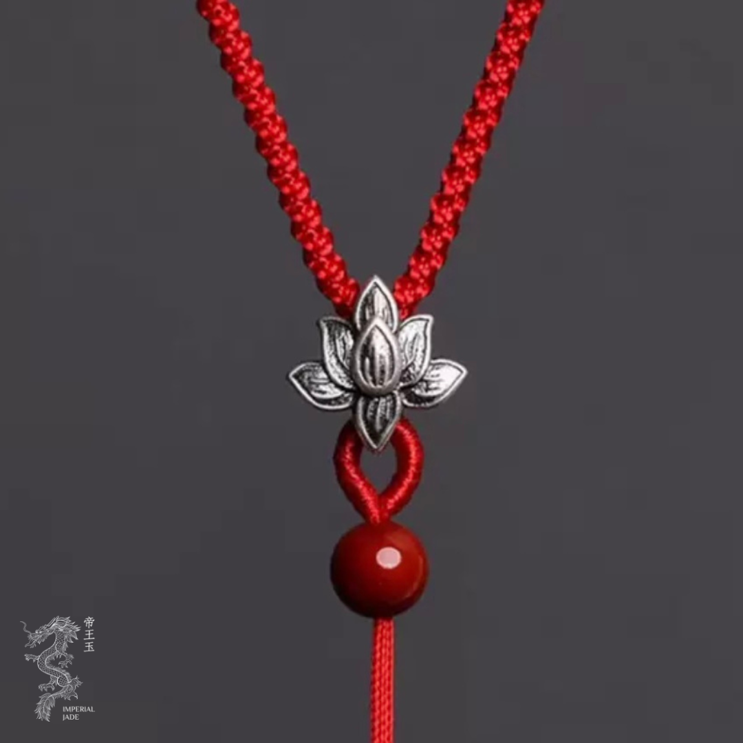 S925 Sliver Lotus Hand woven Adjustable Cord Necklace for Jade Pendant