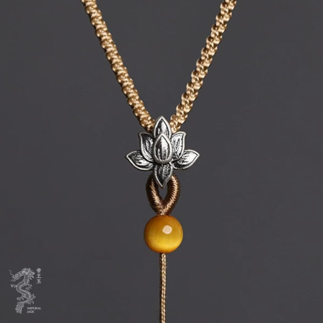 S925 Sliver Lotus Hand woven Adjustable Cord Necklace for Jade Pendant