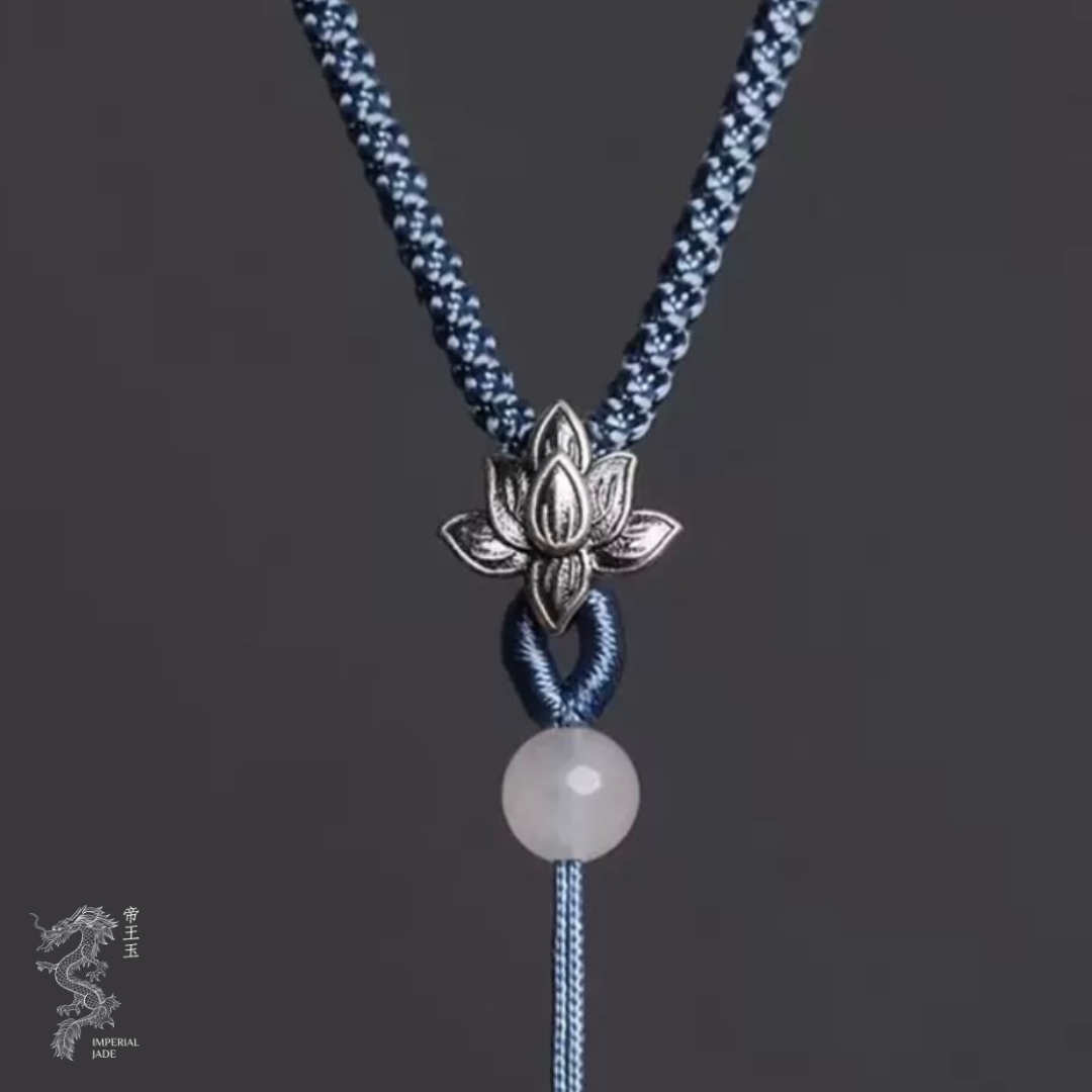 S925 Sliver Lotus Hand woven Adjustable Cord Necklace for Jade Pendant